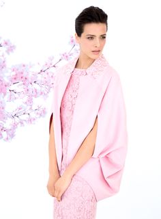 Calla Blossom Cashmere Blend Cape with Petal Embroidered Collar Embroidered Collars, Cape, Bell Sleeve Top