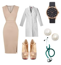 Professional Doctor Attire on Polyvore featuring Oasis, Christian Louboutin, Marc Jacobs and Kate Spade Doctor Fashion Women Outfits, Professional Doctor Outfit, Doctor Style Outfits Women, Medical Outfit Doctors Fashion, Doctor Dress Medical, White Coat Ceremony Outfit Dresses, Cute Doctor Outfits, Doctor Outfit Women Work Wear, Doctor Outfit Women