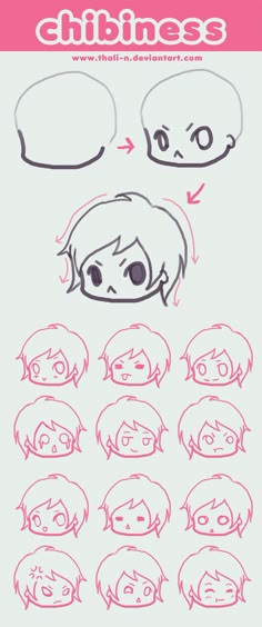 the instructions for how to draw anime avatars with different facial expressions and head shapes