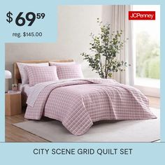 the city scene grid quilt set is $ 69 99