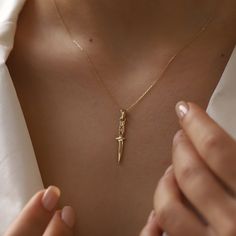 14k Solid Gold Pocket Knife Sword Shield Chain Pendant Necklace Power Symbol Valentine's Day Gift For Woman and Men Monsini Jewelry Knife Jewelry, Shifting Wardrobe, Pocket Knife Necklace, Knife Pendant, Knife Necklace, Dagger Necklace, Etsy Promotion, Summer Ootd, Power Symbol