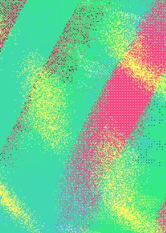 an abstract background with dots and lines in shades of pink, green, yellow and blue