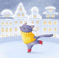 @_rt* (@literatura_rte) on X Winter Cat, Christmas Illustrations, A Cute Cat, Winter Painting, This City, Christmas Illustration, Cat Illustration, Fell In Love, Stockholm