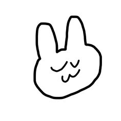 a black and white drawing of a hand with a peace sign on it's face