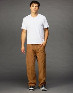 Rsq Straight Twill Utility Pants. Button Waist Paired With Zipper Fly. Double Layer Knee Patches. Slant Pockets With Coin Pocket At Right Front Pocket. Back Patch Pockets. Carpenter Pockets On Right Leg. Hammer Loop On Left Leg. Straight Leg Fit. 100% Cotton. Machine Wash. Imported.