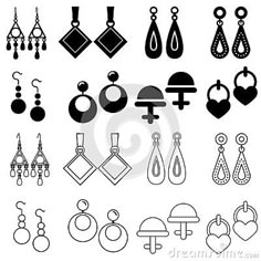 earrings and earring clipart set on white background stock photo - image 399874