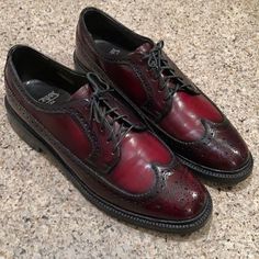 Beautiful Pair Of Vintage Bostonian Stress Relief Design Oxfords In Size 8 D/B. Model 21402. Burgundy Leather V Clear. There Is Scratch On Left Toe (See Pictures). Not Very Noticeable When Wearing. Otherwise Excellent Condition. Wingtip Oxford Shoes, Relief Design, Popular Shoes, Wingtip Oxford, D B, Derby, Oxford Shoes, Shoes Mens, Men's Shoes