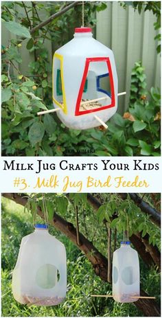 milk jug crafts your kids will love to do with their friends and make them own bird feeders