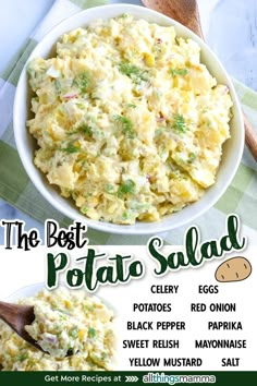 the best potato salad recipe is shown in this advert for an upcoming cookbook