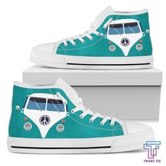 Hippies Vans Women's High Top - Amaze Style™-Shoes Mens High Top Shoes, Womens High Top Shoes, High Top Shoe, Hippie T Shirts, Hippie Van, Hippie Peace, Hippie Shirt, Boxing T Shirts, Mens High Tops