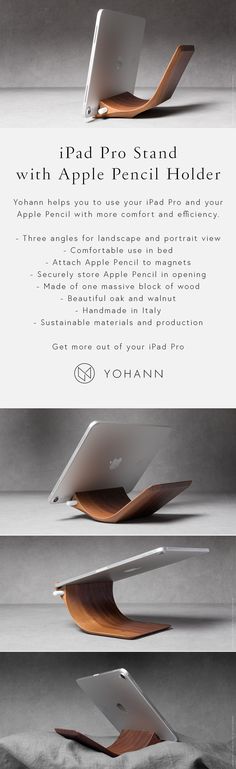 an advertisement for the apple pencil holder is shown in three different positions, with text below it