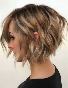 Choppy Bob Short Hair, Choppy Wedge Haircut, At Shoulder Length Hair With Layers, Hair Longer In Front Shorter In Back Long Bobs, Short Hair Bob Styles 2023, Short In Back Long In Front Hairstyles Graduated Bob, Short Tousled Bob With Fringe, Short Hairstyles For Brown Hair