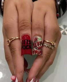 Nail Designs Duck, 90s French Tip, Junk Nails Short, Red Floral Nails, Short Duck Nails, Nails 90s, Fye Nails, Junk Nails