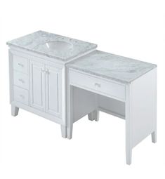 a white bathroom vanity with a sink and mirror