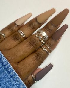 Different Shades Of Brown, Nails Painted, Coffee In The Morning, Skin Hand, Acrylic Set, Coffee Cream, Gel Tips, Buy Coffee, Shades Of Brown