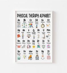 a poster with the words physical therapy alphabet on it