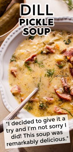 a white bowl filled with soup on top of a table