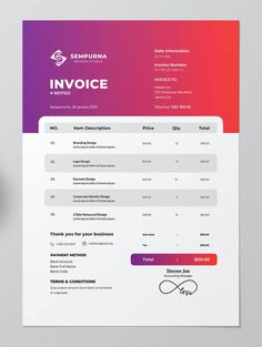 an invoice is displayed on top of a piece of paper