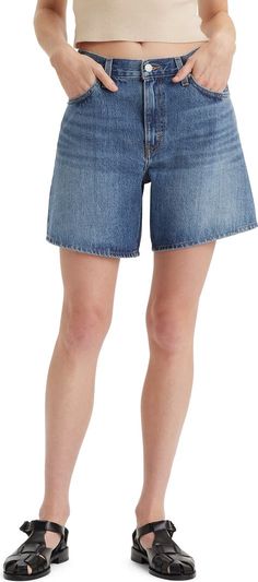 Levi's® Baggy High Waist Mid Thigh Denim Shorts | Nordstrom Fitted Denim Shorts Mid-thigh Length, Mid Thigh Denim Shorts, Medium Wash Mid-thigh Denim Jean Shorts, Stretch Denim Jean Shorts Mid-thigh Length, Levi's Mid-rise Cotton Jean Shorts, Levi's Mid-rise Spring Shorts, Shorts Nordstrom, Mid Thigh Shorts, Minimal Classic