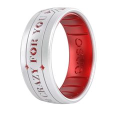 a red and white wedding ring with the words, i love new york on it