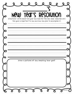 the new year's resolution worksheet for students to practice their writing skills