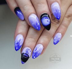 Blue Goth Nails, Halloween Nails Designs, Purple Halloween Nails, Halloween Nail Art Designs, Fun Halloween Nails, Halloween Nail Art Easy, Purple Nail Art, Lavender Nails, Goth Nails