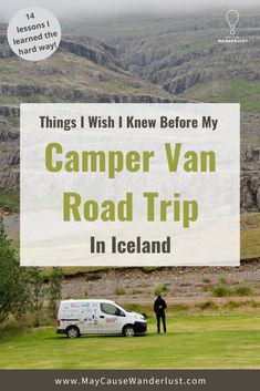 small camper van in a field surrounded by mountains - Things I Wish I Knew Before My Camper Van Road Trip In Iceland Iceland Itinerary Summer, Iceland Campervan, Van Road Trip, Iceland Camping, Vacation Packing Checklist, International Travel Packing, Iceland Packing, Iceland Vacation, Iceland Itinerary