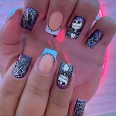 Adorable Short Length Nightmare Before Christmas Press On Nail Kit Nightmare Before Christmas Nails, Nail Art Halloween, Halloween Press On Nails, Summer Nail Art, Nails For Women, Halloween Nail Designs, Halloween Nail, Halloween Nail Art, Hot Nails