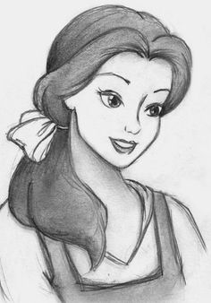 a pencil drawing of disney princess from the animated movie, beauty and the beast with big eyes