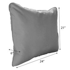 the standard pillow size is shown with measurements