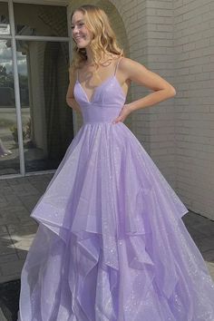 Purple Ball Gown, Lilac Prom Dresses, Purple Evening Dress, Backless Evening Dress, Stunning Prom Dresses, Tulle Evening Dress, 파티 드레스, Purple Prom Dress, Tulle Ball Gown