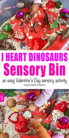 an easy valentine's day activity for kids to play with dinosaurs and other animals