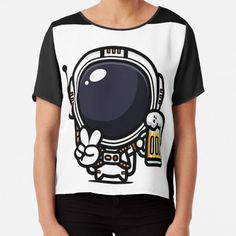 "astronaut Drinking beer" T-shirt by MS2021 | Redbubble Astronaut Drinking Beer, Chiffon Tops Pattern, Chiffon Top Styles, Top Extender, Chiffon Sleeveless Top, Beer Graphic, Trouser Style, Forever21 Tops, Gifts For Adults