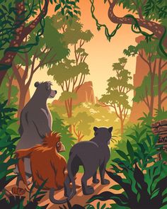 an image of three animals in the jungle