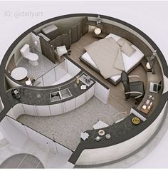 an aerial view of a bedroom and living room in a small space with the word intrest on it