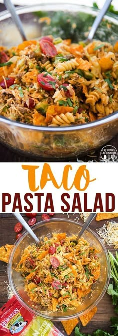 taco pasta salad in a glass bowl