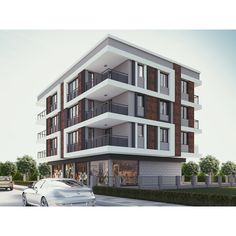 an artist's rendering of a two story apartment building