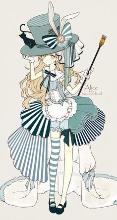 a drawing of a girl in a dress and hat with a broom on her head