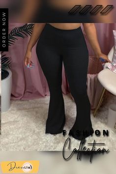 Casual Tight Plus Size Large Flared Trousers Wide Leg Flare Pants, Flair Pants, Casual Pants Style, Elegant Pant, Bell Pants, Elastic Leggings, Bell Bottom Pants, Plus Size Pants, Black Tights