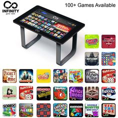 an image of a table with games on it and the words, 100 games available