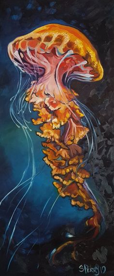 an oil painting of a jellyfish