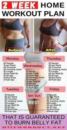 a woman's body before and after her workout plan with the words, 2 week home workout plan