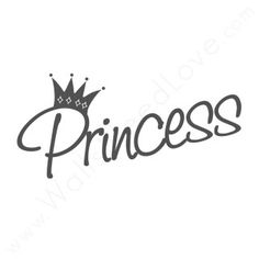 the word princess written in black ink with a crown on it's top and bottom