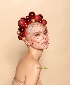 Pretty Fun Christmas headpiece made on a red satin headband with Red and Gold ornaments, red veil with Swarovski crystals. Its light and easy to wear. Fascinator comes with a hat box. Note: The real color is a deeper and brighter holiday red, The lighting at the photo studio changed the color and made it look dry/rust Please check my store where you will find other beautiful headpieces :) Thank you AR> Red Crown Headpiece For Wedding, Red Crown Headpiece For Parties, Red Crown Headpieces For Party, Red Structured Crown Costume Hat For Wedding, Red Structured Crown Hat For Weddings, Red Structured Crown Headpiece For Wedding, Festive Red Headband, Red Christmas Costume Hat For Party, Red Christmas Party Costume Hat