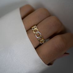 This two-toned chain ring is beautiful and is great for stacking! Looks great mix-and-matched with silver/white gold as well! Made of 925 Sterling Silver 14K Gold plating Nickel-free & Hypoallergenic Height: 6mm Available sizes: 4-10 Two Toned Jewelry Aesthetic, Two Toned Ring, Two Toned Jewelry, Gold And Silver Rings Mixed, Silver And Gold Jewelry Mixing, Mixed Metal Ring, Ring Stacks, Mixed Metal Rings, Gold And Silver Rings