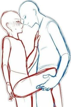 a drawing of two people kissing each other