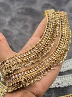 Haath Panja Jewellery, Punjabi Anklets, Gold Anklets Indian Bridal, Jhanjar Punjabi, Punjabi Jewelry Traditional, Payal Designs Silver, Bridal Foot Jewelry, Silver Anklets Designs, Anklets Indian