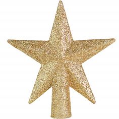 a gold glitter star on a white background