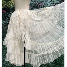 White Layered Skirt, Asymmetrical Ruffled Skirt, Layered Skirts, Cute Curtains, Fairy Outfit, Sheer Cover Up, Boho Festival Fashion, Gorgeous Prom Dresses, Princess Skirt