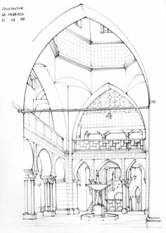 an architectural drawing of the interior of a building